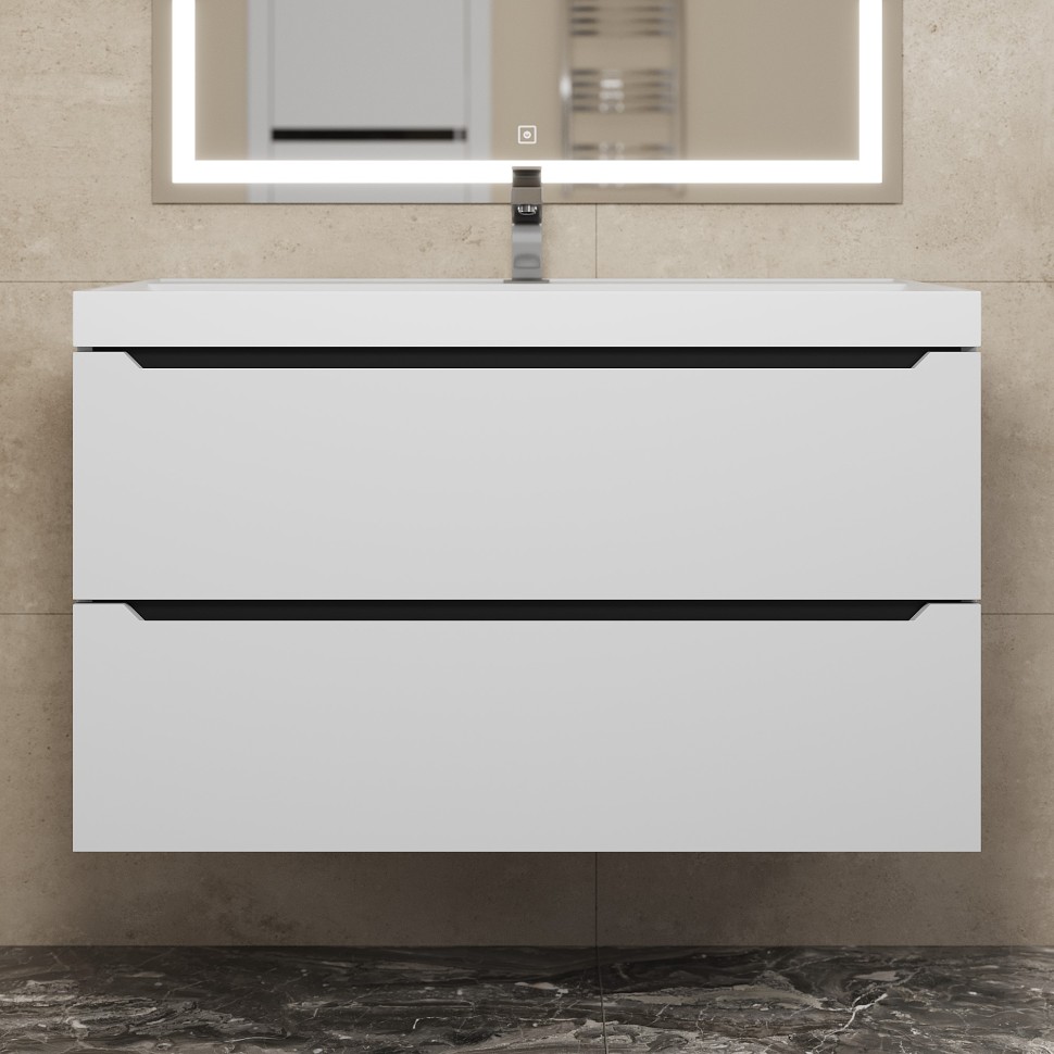 Тумба под раковину для ванной для ванной Uperwood Tanos 90 см, подвесная, белая/графит