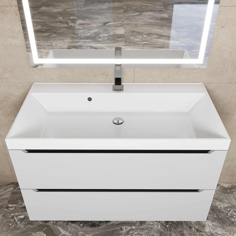 Тумба под раковину для ванной для ванной Uperwood Tanos 90 см, подвесная, белая/графит