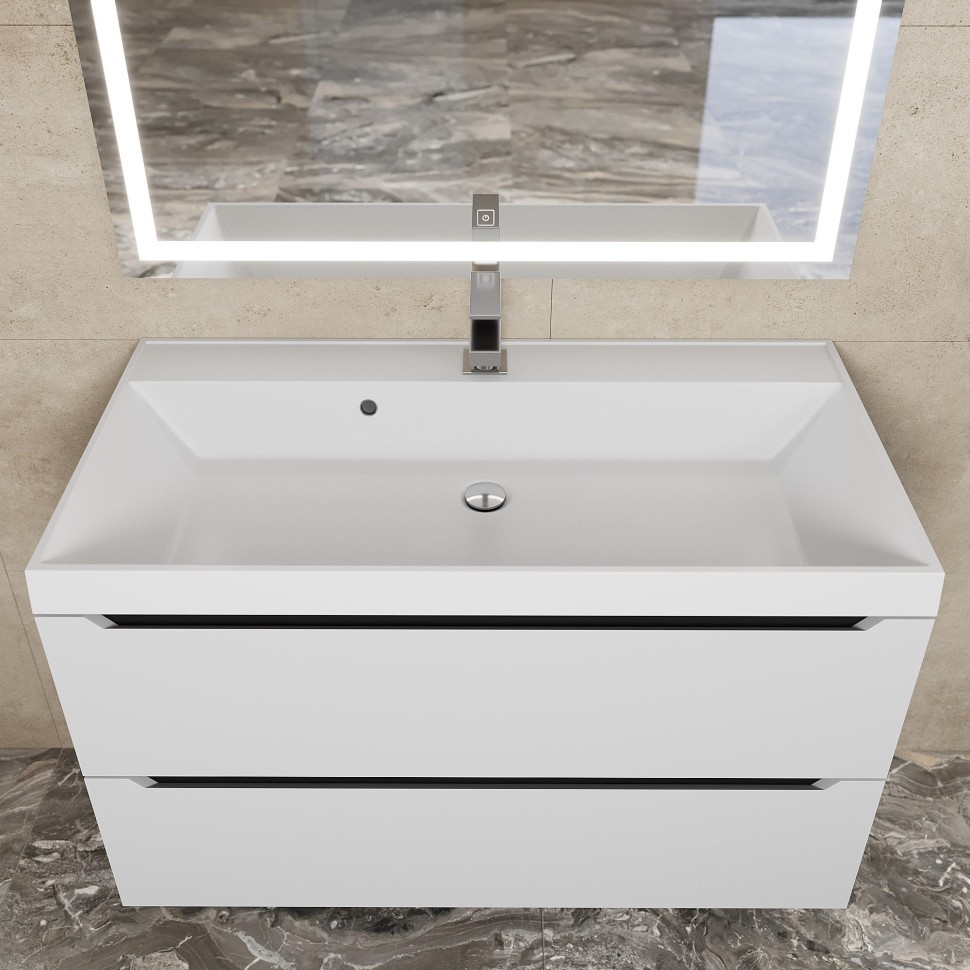 Тумба под раковину для ванной для ванной Uperwood Tanos 90 см, подвесная, белая/графит