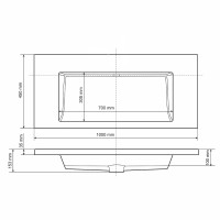 Раковина для ванной 100 см, Uperwood Infinity, без отверстия для смесителя, белая глянцевая