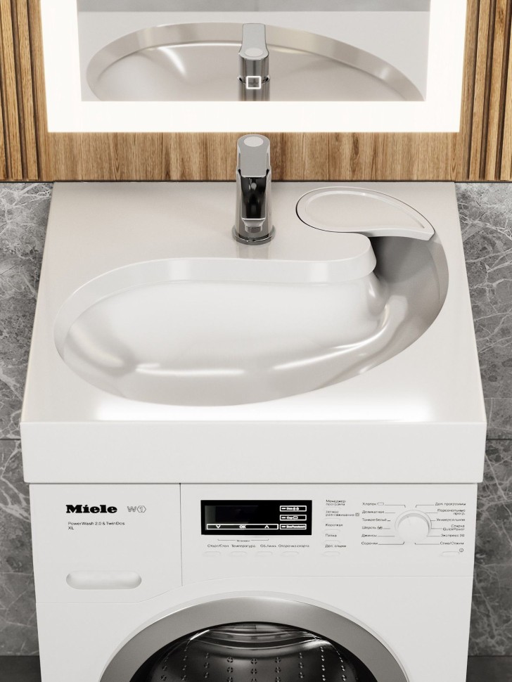 Раковина над стиральной машиной Uperwood Comforty 60х60х11 см, белая глянцевая