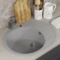 Кухонная мойка из искусственного камня Uperwood ECON UPD-107-003, овальная, серая матовая
