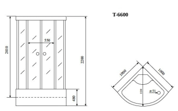 Timo Standart T-6600 Black Fabric душевая кабина (100*100*220), турецкая баня хамам