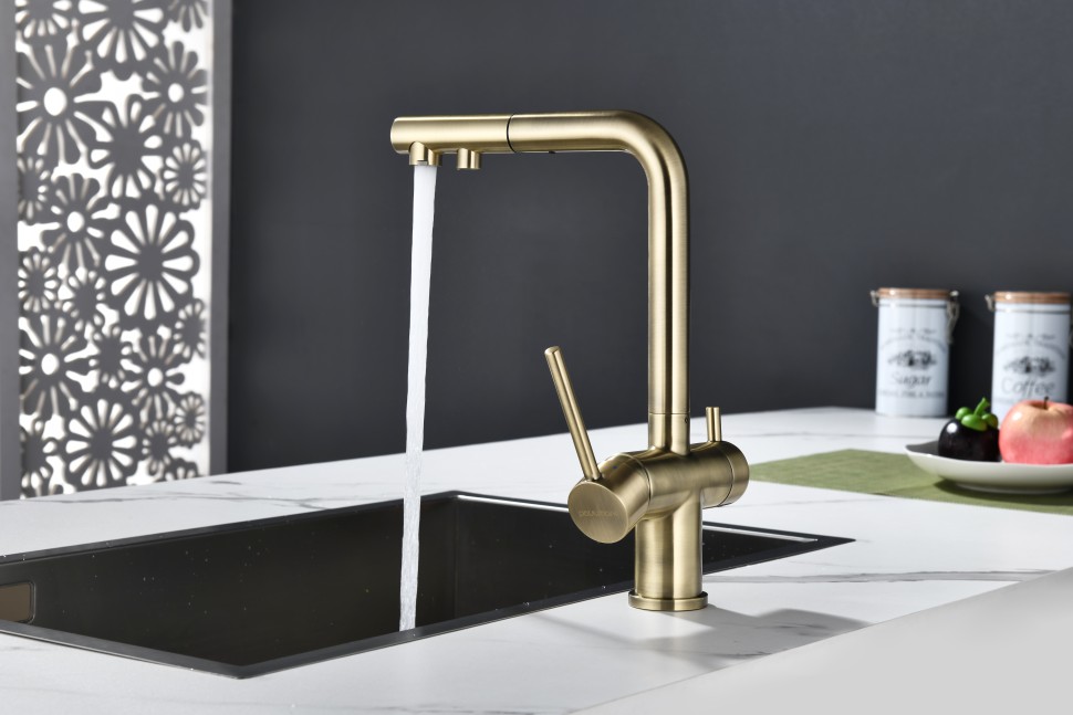 Смеситель для кухни SERPENTINE, бронза, Se213222-BR, Paulmark