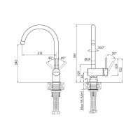Смеситель для кухни Bend, нержавеющая сталь, Be212066-SS(BS), Paulmark
