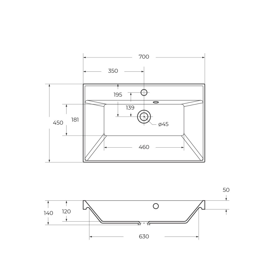 Раковина из литьевого мрамора BelBagno BB700/450-LV-MR-AST