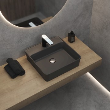 Раковина BERGES Ego SL накладная, 45x45 см, матовый антрацит, с отверстием под смеситель