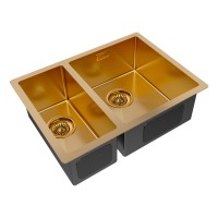 Мойка нерж. сталь GERBERG 59/2S UNI, PM225944-BGR, брашированное золото, правая, PVD, 590х440мм, Paulmark