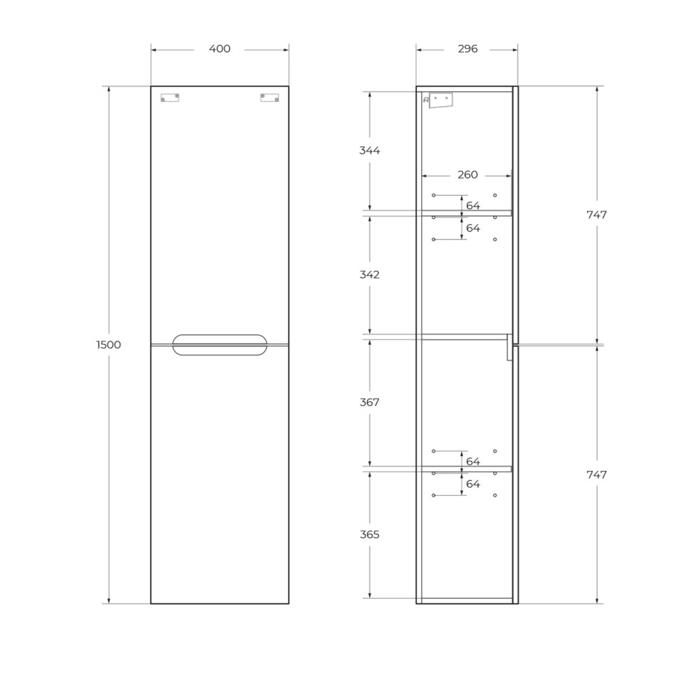 Шкаф подвесной BelBagno ETNA-1500-2A-SC-RN-P-R Rovere Nature