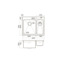Кухонная мойка Omoikiri Akisame 60-2-L-IN нерж. сталь/нержавеющая сталь