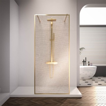 Душевая перегородка Veconi Korato KR-90GL, 1000x2000, брашированное золото, стекло ламинированное золото