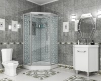 Душевая кабина Niagara Luxe NG-7702DW (100x100х210) низкий поддон(15см),дверь распашная,стенки серебро,3 места
