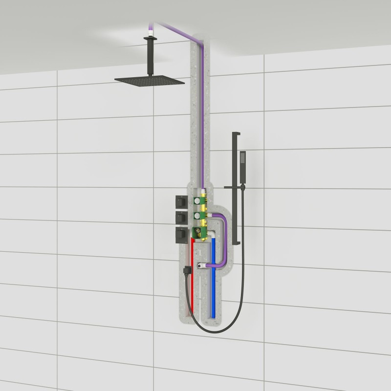 Душевая система встроенная с термостатом Timo Selene SX-2229/03SM черный