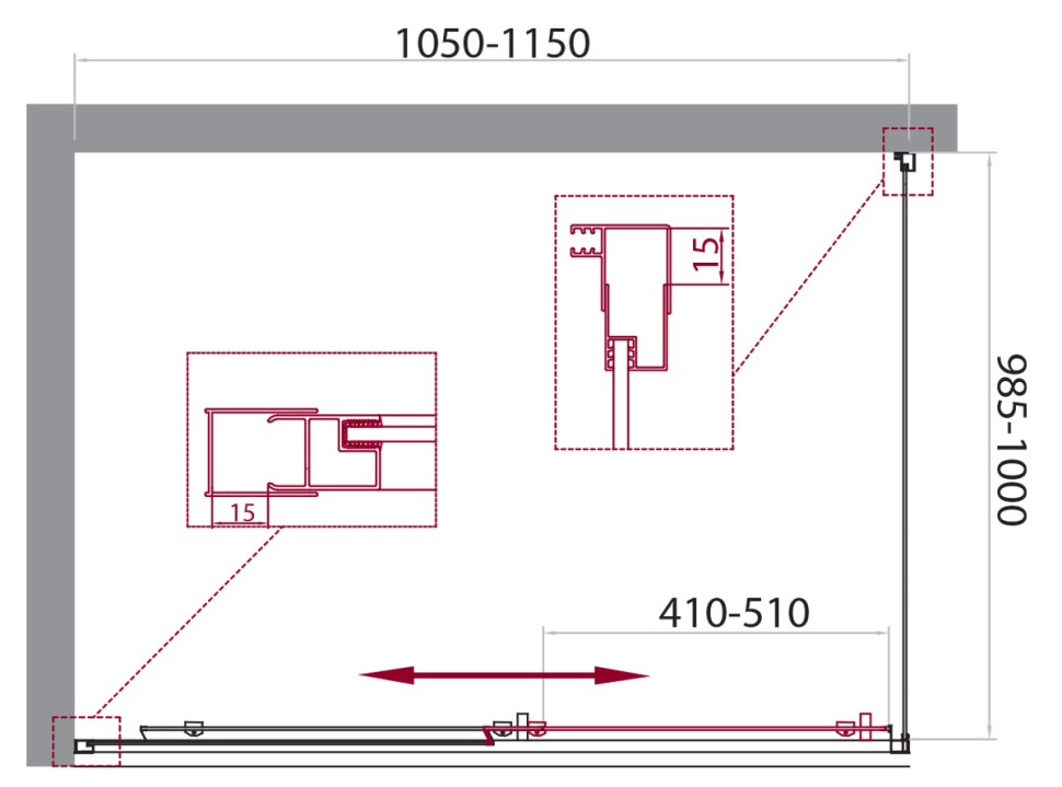 Душевой уголок BelBagno UNIQUE-AH-1-100/115-100-C-Cr