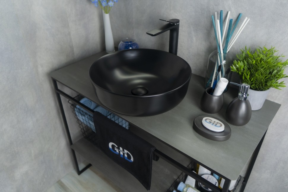 Раковина Gid Nc911 52224 накладная черная матовая 41.5x41.5x13.5