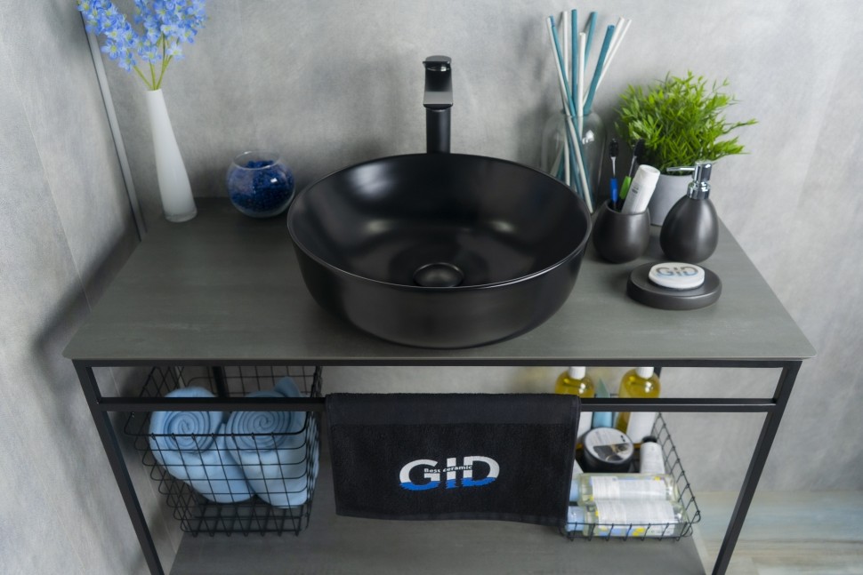 Раковина Gid Nc911 52224 накладная черная матовая 41.5x41.5x13.5