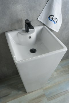 Раковина Gid Nb145 81103 накладная белая 46.5x46.5x81