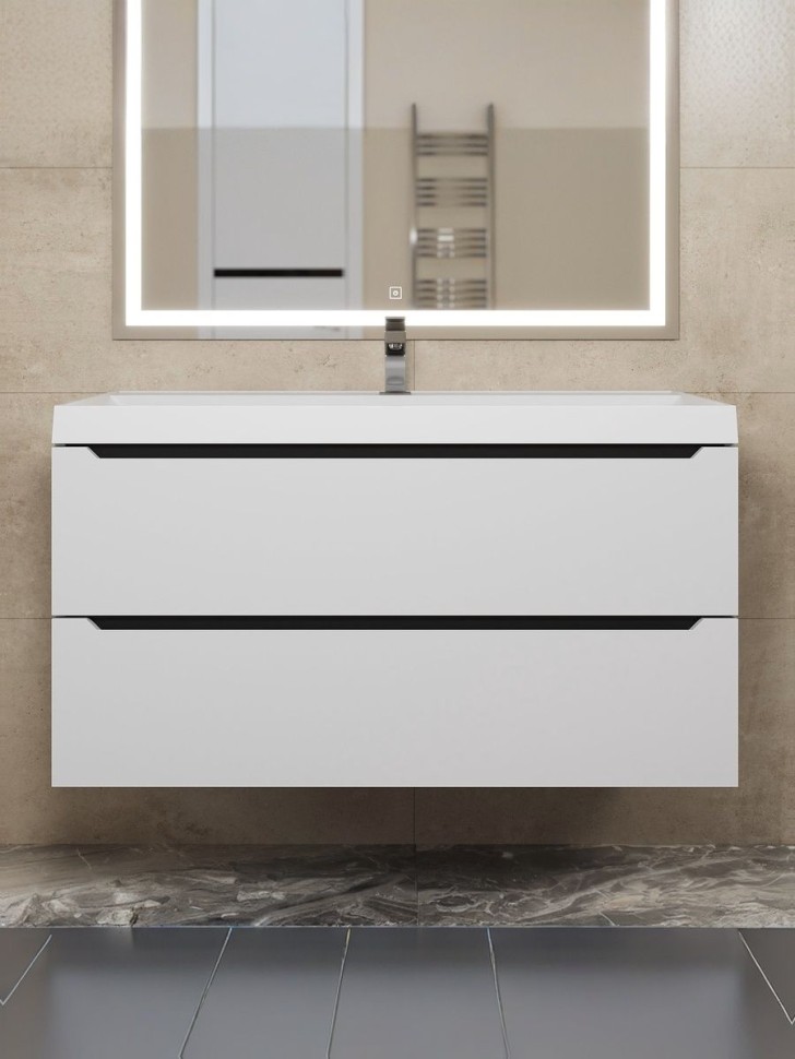 Тумба под раковину для ванной для ванной Uperwood Tanos 100 см, подвесная, белая/графит