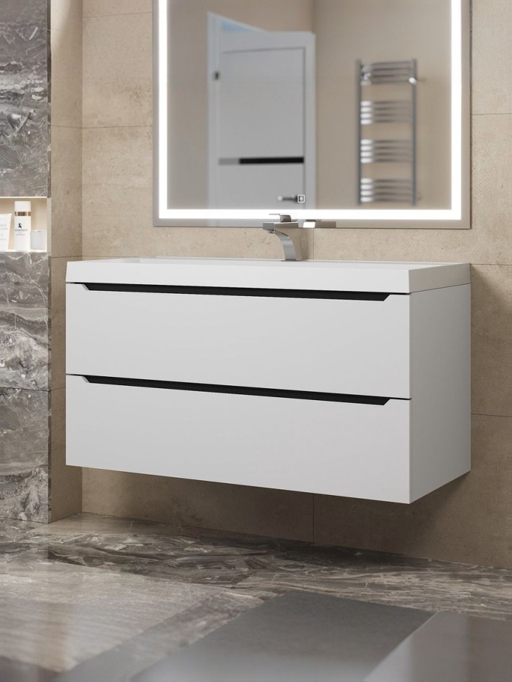 Тумба под раковину для ванной для ванной Uperwood Tanos 100 см, подвесная, белая/графит