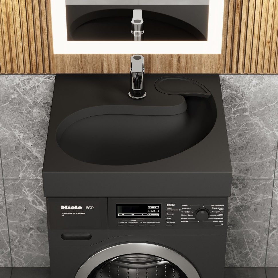 Раковина над стиральной машиной Uperwood Comforty 60х60х11 см, черная матовая