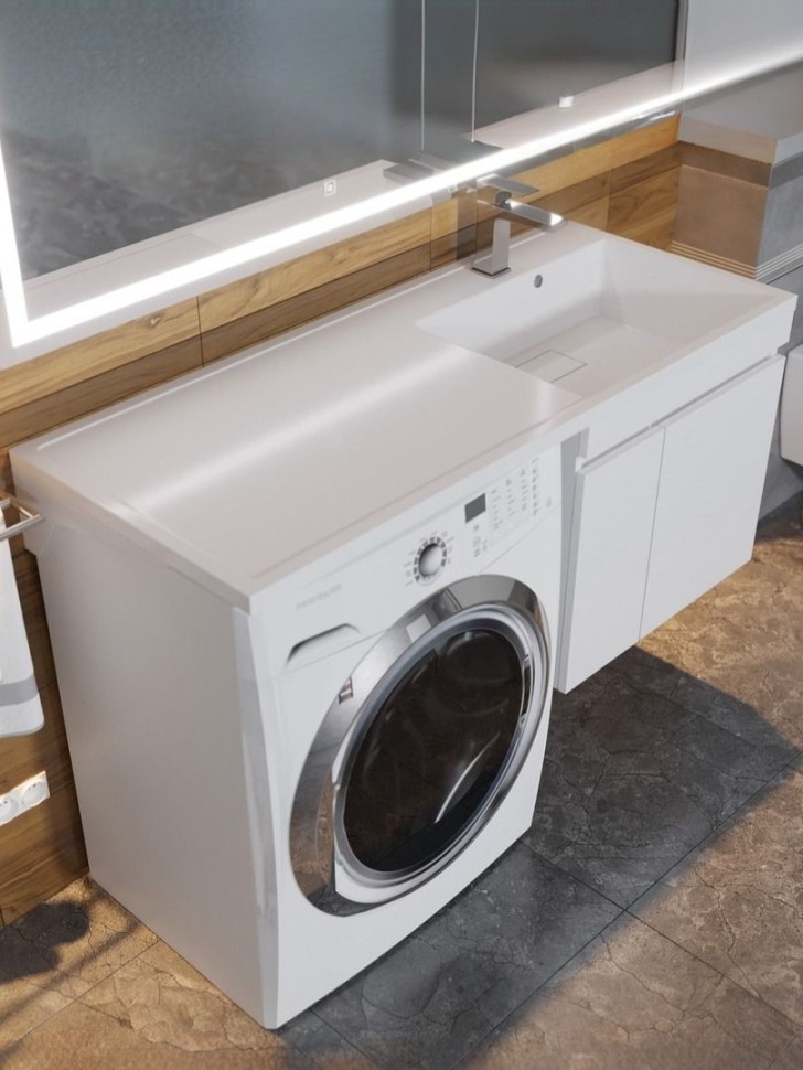 Раковина над стиральной машиной Uperwood Magenta 120х50х17,8 см, правая, крыло слева