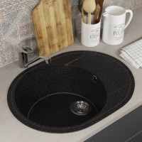 Кухонная мойка из искусственного камня Uperwood ECON UPD-107-004, овальная, черная матовая