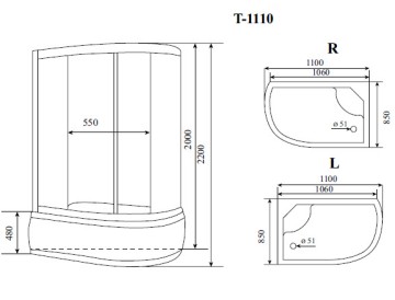 Timo Standart T-1110 R душевая кабина 110*85*220