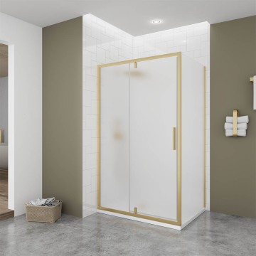 Душевой угол Veconi Ottimo P20SP G, 1000х700х1900 золото брашинг, стекло матовое