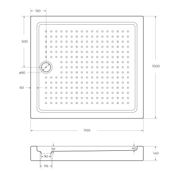 Акриловый поддон CEZARES TRAY-A-AH-110/100-15-W