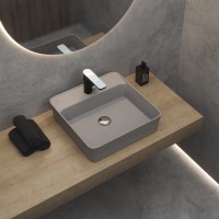 Раковина BERGES Ego SL накладная, 45x45 см, матовый серый, с отверстием под смеситель