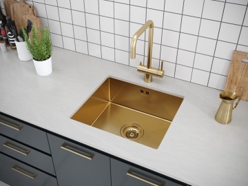 Мойка нерж. сталь VISTA 44, PM304444-BG, брашированное золото, 440х440мм, Paulmark