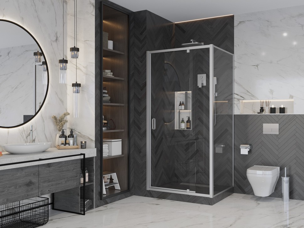 Боковая стенка Ambassador Elysium 90KX (90х200) хром,стекло прозрачное,1 место