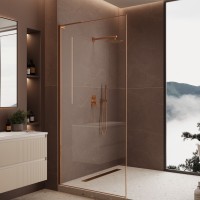 Душевая перегородка Волк-Ин (Walk-In) VSWL-7HS900CLBC, 900*2000, брашированная медь, стекло прозрачное,  