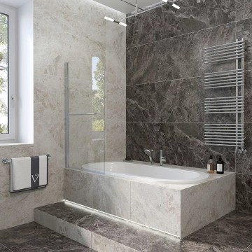 Шторка на ванну Veconi Palau PL-79, 900x1500, хром, стекло прозрачное