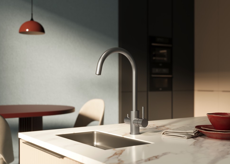 Смеситель для кухни Vincea VKF-42FGM, вороненая сталь  