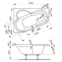 Акриловая ванна VAGNERPLAST SELENA 147x100 Right