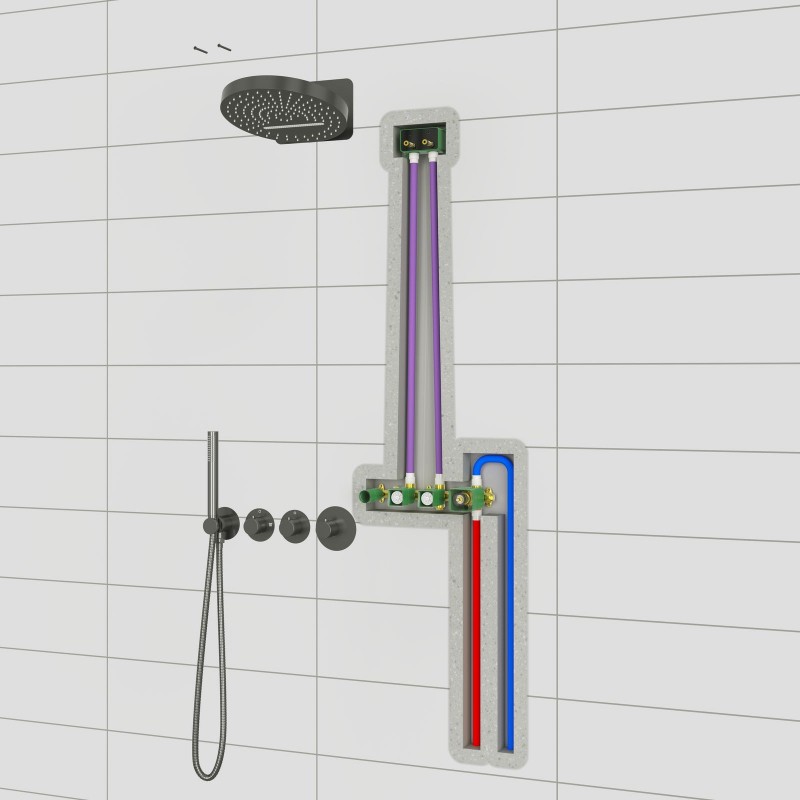 Душевая система встроенная с термостатом Timo Saona SX-2329/18SM черное золото