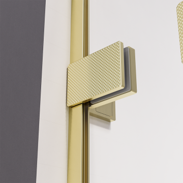 Душевой угол распашной Veconi Premium Alassio SP G, 1300х800x2000, брашированное золото, стекло прозрачное осветленное