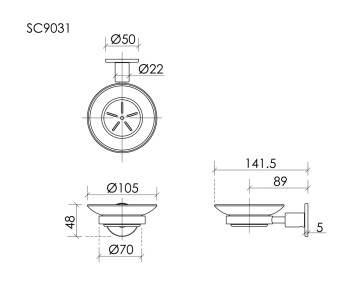 Мыльница SANCOS Base брашированное золото, PVD покрытие, арт. SC9031BG