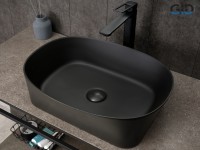 Раковина Gid N9028bg 53380 накладная черная графит 53x36x14