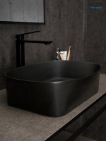 Раковина Gid N9028bg 53380 накладная черная графит 53x36x14