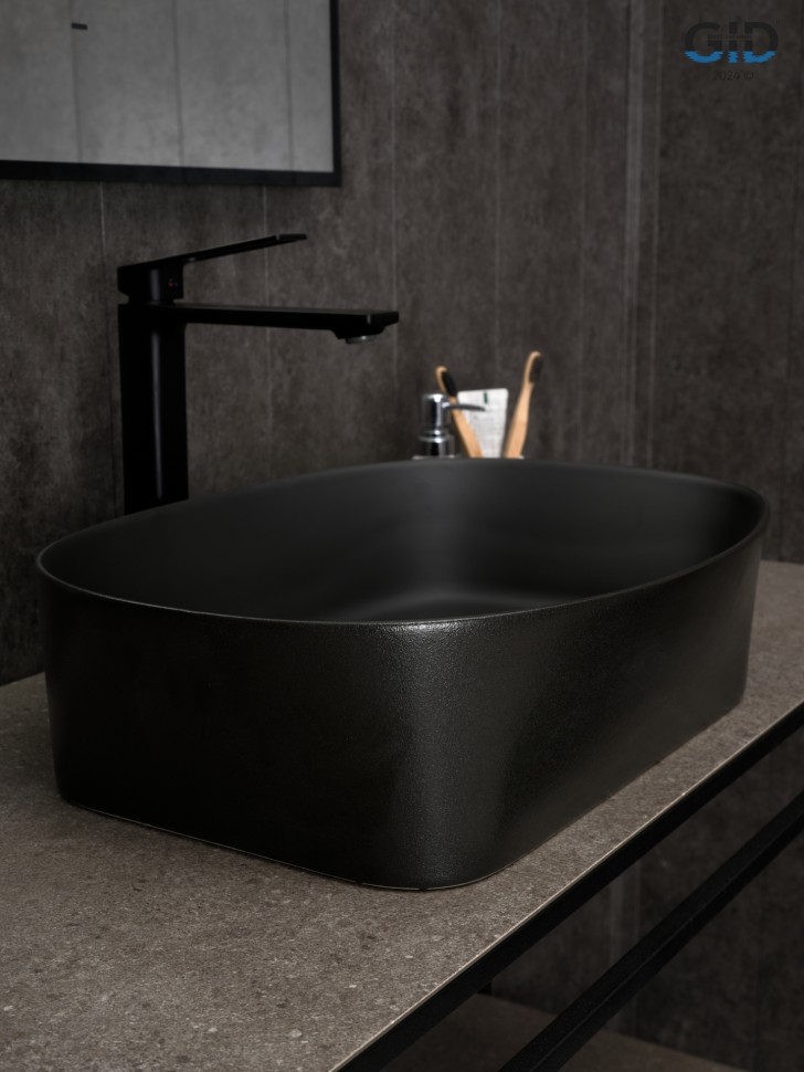 Раковина Gid N9028bg 53380 накладная черная графит 53x36x14
