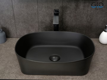 Раковина Gid N9028bg 53380 накладная черная графит 53x36x14
