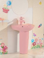 Раковина Gid Nb192-PK 69909 накладная с пъедесталом розовая 43x36x51