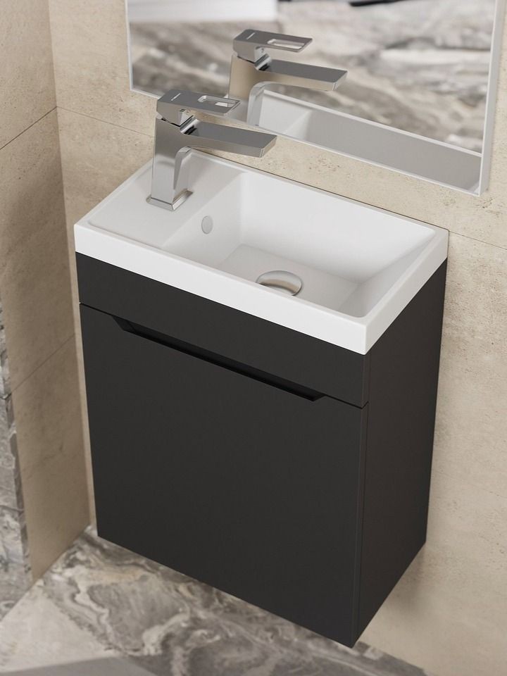 Тумба под раковину для ванной Uperwood Tanos 40 см, подвесная, черная матовая