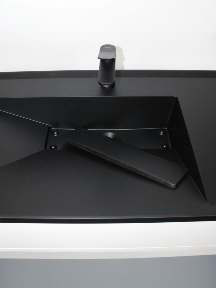 Раковина для ванной кварцевая Uperwood Lotus Quartz 100х50х13 см, черная матовая, уголь