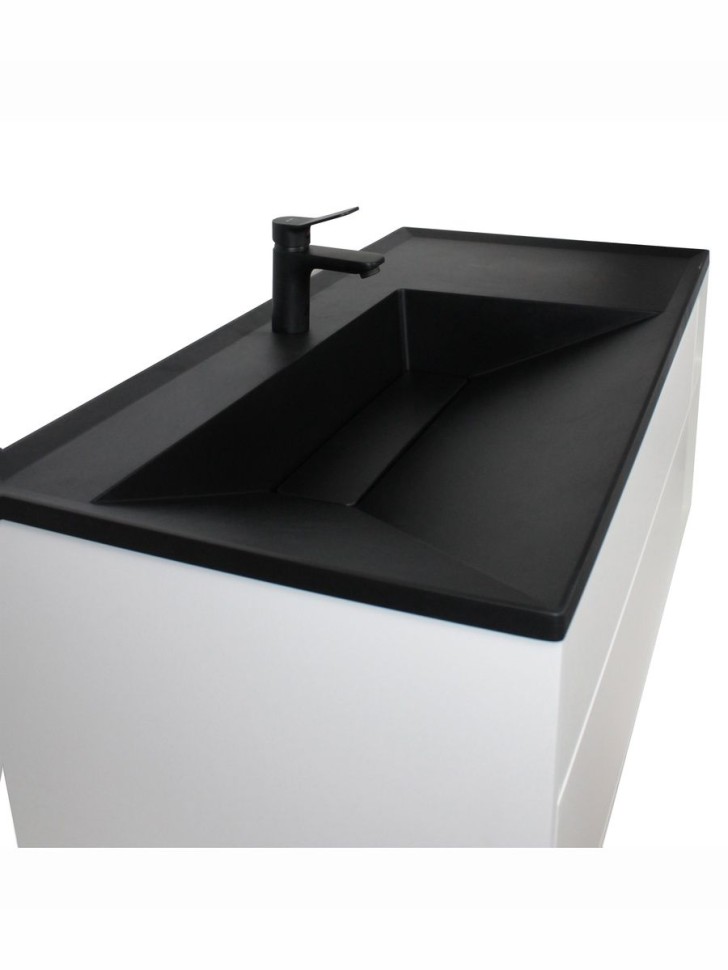 Раковина для ванной кварцевая Uperwood Lotus Quartz 100х50х13 см, черная матовая, уголь