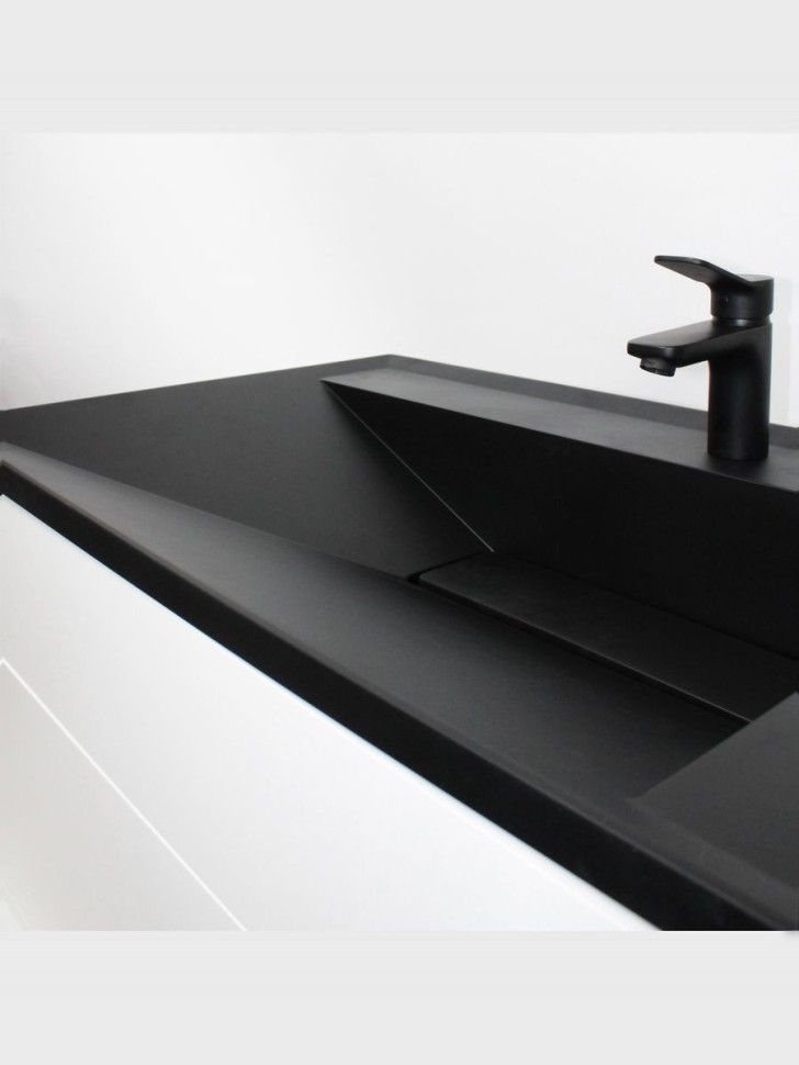 Раковина для ванной кварцевая Uperwood Lotus Quartz 100х50х13 см, черная матовая, уголь