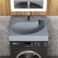Раковина над стиральной машиной Uperwood Comforty 60х60х11 см, серая матовая