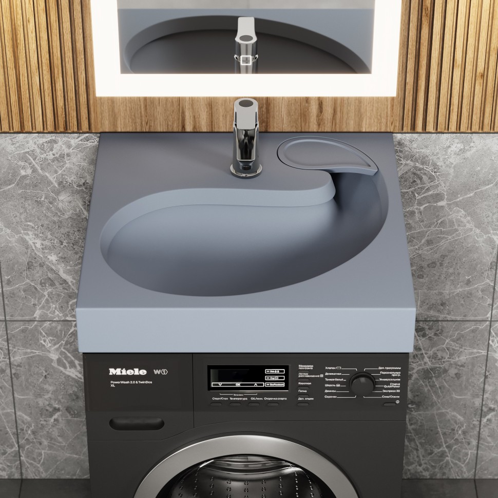 Раковина над стиральной машиной Uperwood Comforty 60х60х11 см, серая матовая